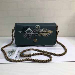 coach/蔻驰美国代购正品女包新款真皮刺花DINKY手袋37054