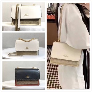 蔻驰官方旗舰店女包COACH铆钉标志性帆布 KLARE 斜挎包90400/90635