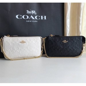 COACH蔻驰官网代购正品WRISTLET 19大号浮雕链条麻将包F67567