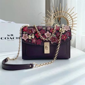 蔻驰女包官方旗舰店COACH正品LANE 花朵单肩包C2175