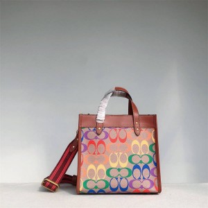 coach包包蔻驰官网女包C5142 Field Tote 22号彩虹托特包