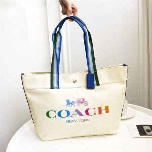 coach工厂店蔻驰官网正品CANVAS系列托特包购物袋91170