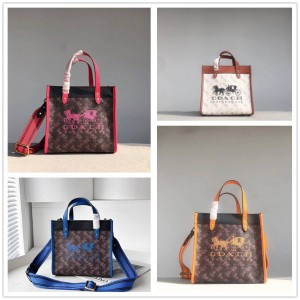 蔻驰正品女包COACH C8456 FIELD TOTE 22小号印花马车托特包