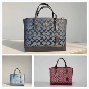 coach奥莱官网蔻驰CH228丹宁牛仔布MOLLIE TOTE 25托特包购物袋