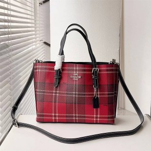 蔻驰女包图片及价位COACH CC874 MOLLIE TOTE 25格子托特包购物袋