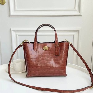 coach工厂店蔻驰官网C8632 WILLOW TOTE 24号鳄鱼纹托特包