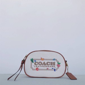 蔻驰品牌COACH官网女包C2764 BADGE田园风帆布刺绣椭圆相机包